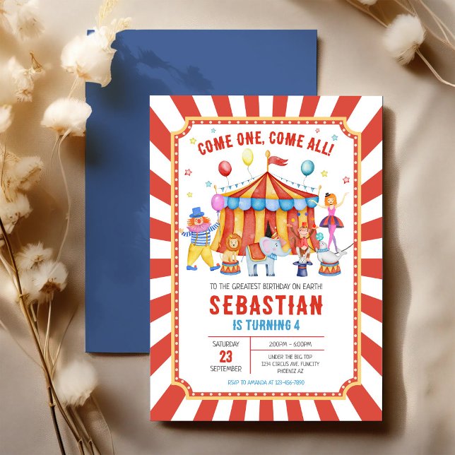 Invitation d'anniversaire de cirque de carnaval (Créateur téléchargé)