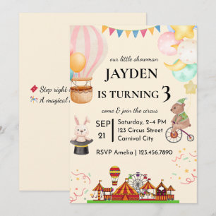Invitation d'anniversaire de cirque modifiable