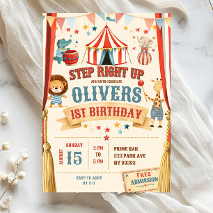 Invitation d'anniversaire de cirque Step Right Up