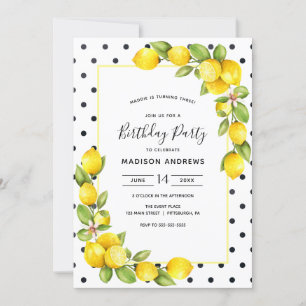 Invitation d'anniversaire de citron