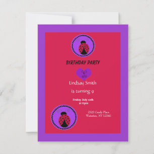 Invitation d'anniversaire de coccinelle douce