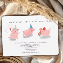 Invitation d'anniversaire de cochonnet, Ferme Ce P