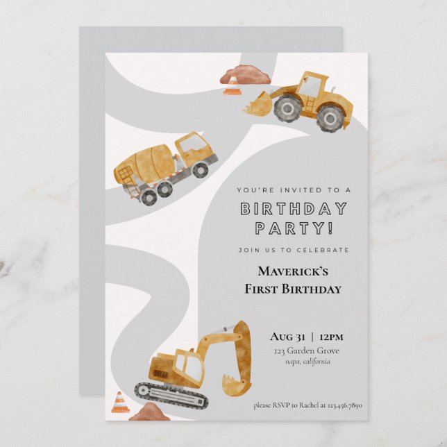 Invitation d'anniversaire de construction (Devant / Derrière)