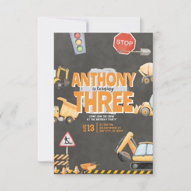 Invitation d'anniversaire de construction (Devant)