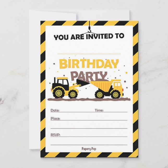 Invitation d'anniversaire de construction. (Devant)