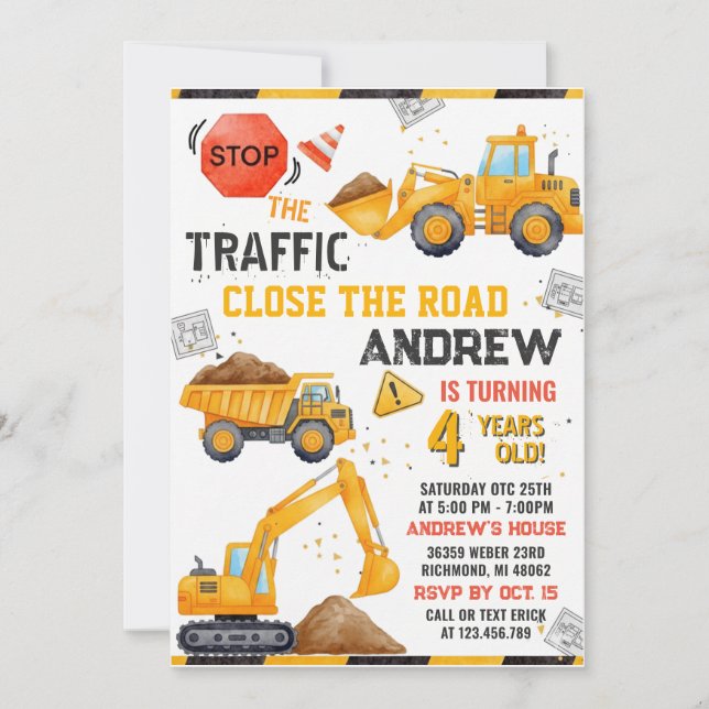 Invitation d'anniversaire de construction (Devant)