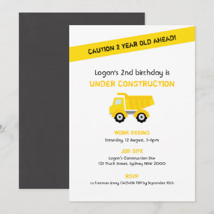 Invitation d'anniversaire de construction, blanc