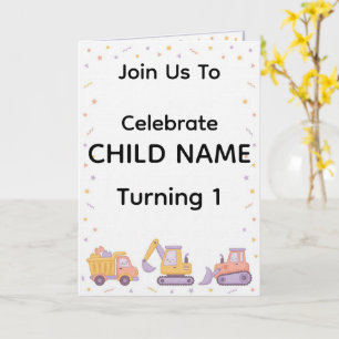 Invitation d'anniversaire de construction Camion