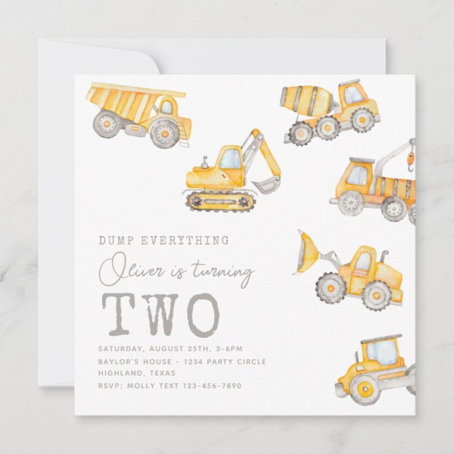 Invitation d'anniversaire de construction | Constr (Devant)