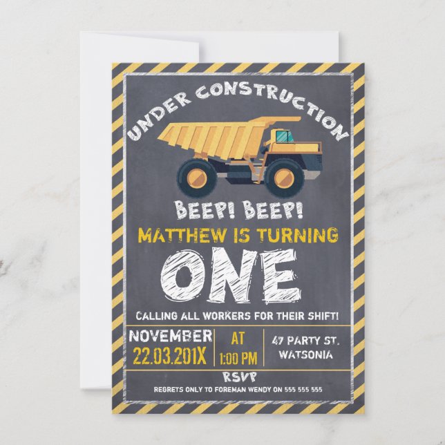 Invitation d'anniversaire de construction de (Devant)