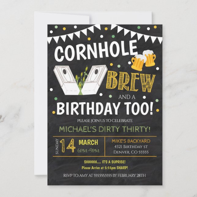 Invitation d'anniversaire de Cornhole (Devant)