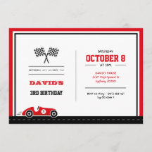 Invitation d'anniversaire de course de voiture