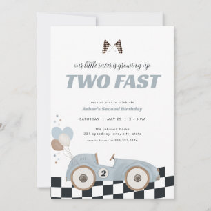 Invitation d'anniversaire de course de voiture ble
