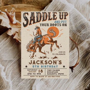 Invitation d'anniversaire de cow-boy de rodéo west