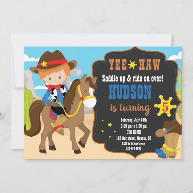 Invitation d'anniversaire de Cowboy (Devant)
