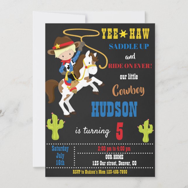Invitation d'anniversaire de Cowboy Fête de rodéo  (Devant)