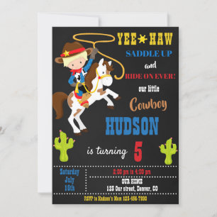 Invitation d'anniversaire de Cowboy Fête de rodéo