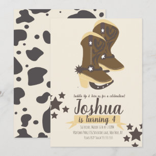Invitation d'anniversaire de cowboy imprimé marron