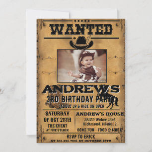 Invitation d'anniversaire de cowboy occidental per