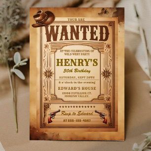Invitation d'anniversaire de cowboy recherché occi