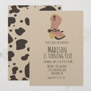 Invitation d'anniversaire de cowgirl pour vache à 
