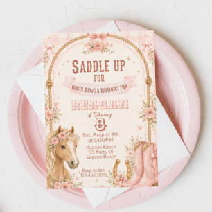 Invitation d'anniversaire de Cowgirl Rose Annive