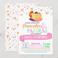 Invitation d'anniversaire de crêpes et de pyjamas