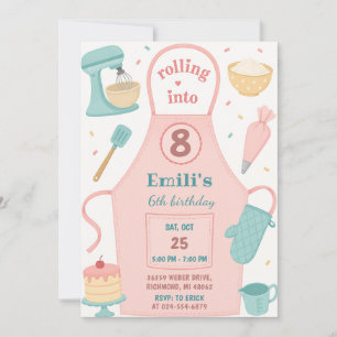 Invitation d'anniversaire de cuisine avec tablier
