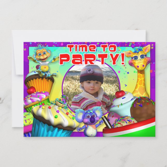 Invitation d'anniversaire de Cupcake avec les "Gig (Devant)