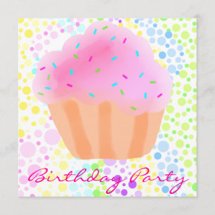 Invitation d'anniversaire de CupCake multicolore
