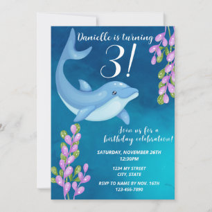 Invitation d'anniversaire de dauphin