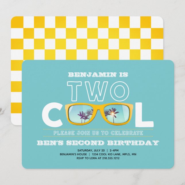 Invitation d'anniversaire de deux Cool GARÇON DEUX (Devant / Derrière)