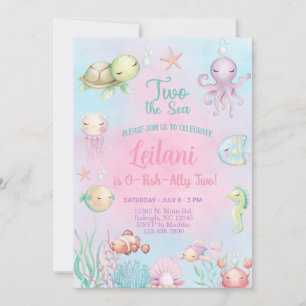 Invitation d'anniversaire de deux filles O-POISSON