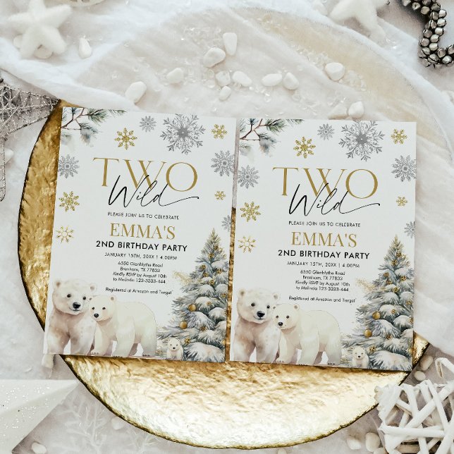 Invitation d'anniversaire de deux ours sauvages, 2 (Créateur téléchargé)