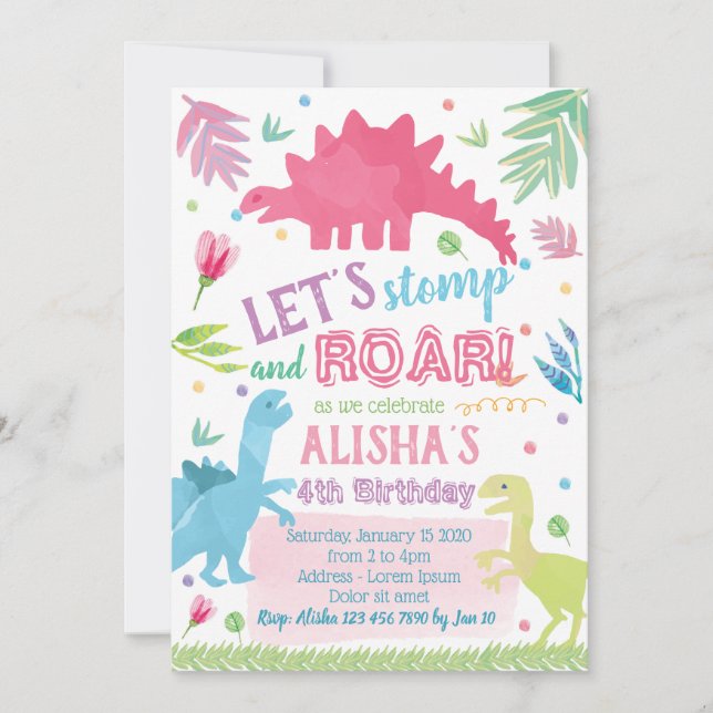 Invitation d'anniversaire de Dinosaur (Devant)