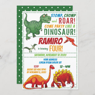 Invitation d'anniversaire de Dinosaur