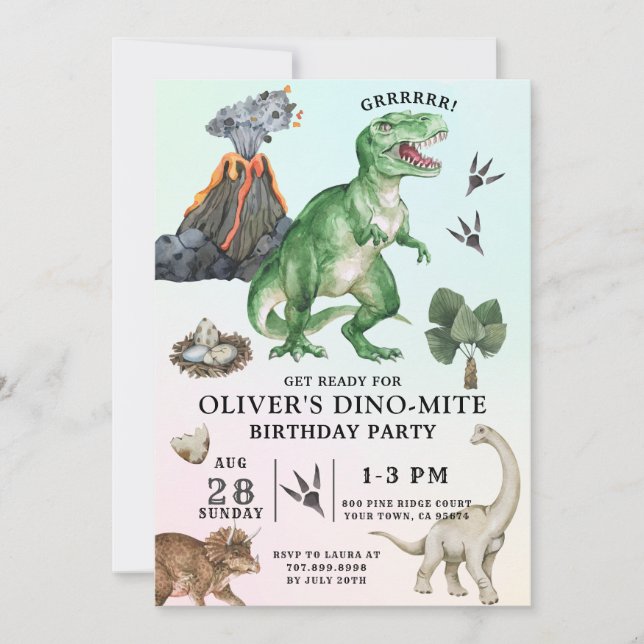 Invitation d'anniversaire de Dinosaur (Devant)