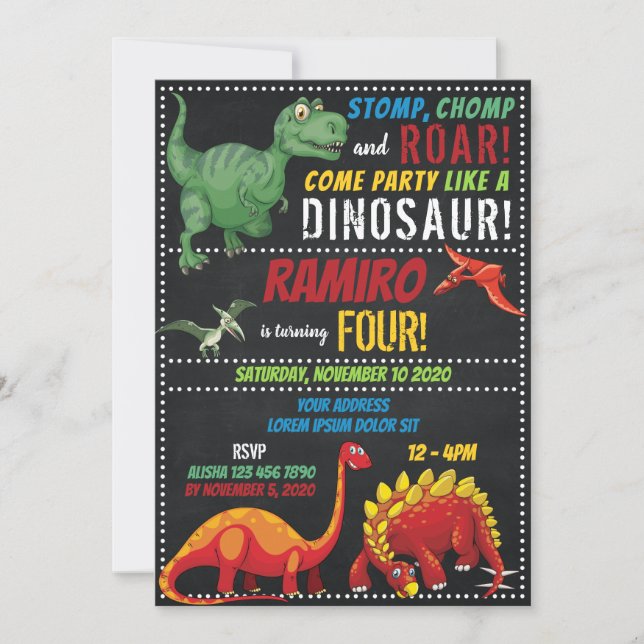 Invitation d'anniversaire de Dinosaur (Devant)