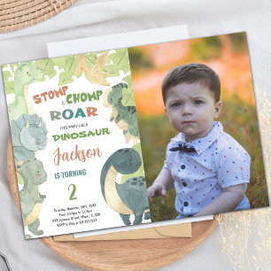 Invitation d'anniversaire de Dinosaur avec photo