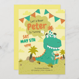 Invitation d'anniversaire de Dinosaur, Dinosaure m
