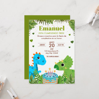 Invitation d'anniversaire de Dinosaur, espagnol