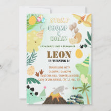 Invitation d'anniversaire de Dinosaur - Fête d'enf