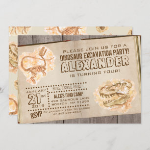 Invitation d'anniversaire de Dinosaur Fossil