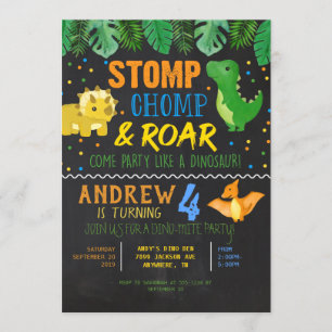 Invitation d'anniversaire de Dinosaur pour les gar