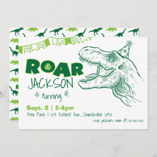 Invitation d'anniversaire de Dinosaur Roar