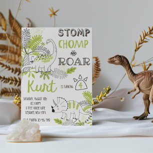 Invitation d'anniversaire de Dinosaur, Stomps Chom