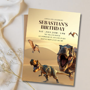 Invitation d'anniversaire de Dinosaur, T Rex Dino 