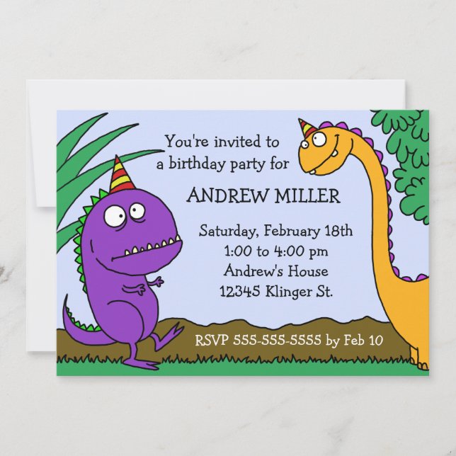 Invitation d'anniversaire de dinosaure (Devant)