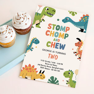 Invitation d'anniversaire de dinosaure   2e annive