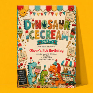 Invitation d'anniversaire de dinosaure de fête de
